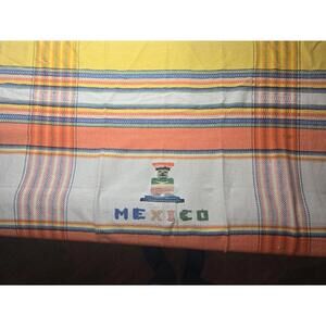 Vintage: Handmade Woven: Multi-Colored: Mexico: 4' Square: Tapestry: PreOwned